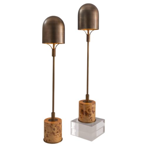 S/2 OPPA 32" Burl Wood Buffet Lamps 1 S/2 OPPA 32" Burl Wood Buffet Lamps