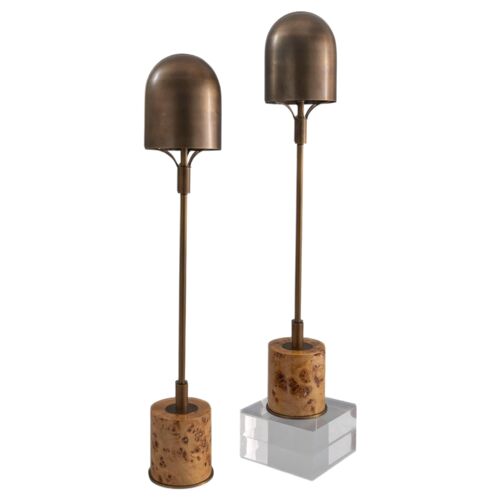 S/2 OPPA 32" Burl Wood Buffet Lamps 2 S/2 OPPA 32" Burl Wood Buffet Lamps