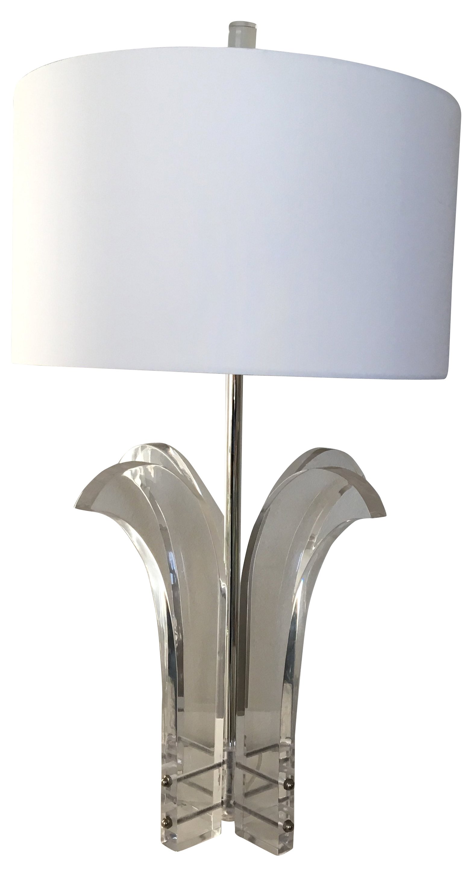 Lucite Palm Lamp & Shade 2 Lucite Palm Lamp & Shade