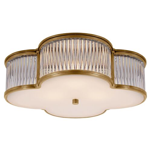Basil Glass Flush Mount, Natural Brass 1 Basil Glass Flush Mount, Natural Brass