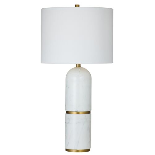 Quest Marble Table Lamp, White/Brass 1 Quest Marble Table Lamp, White/Brass