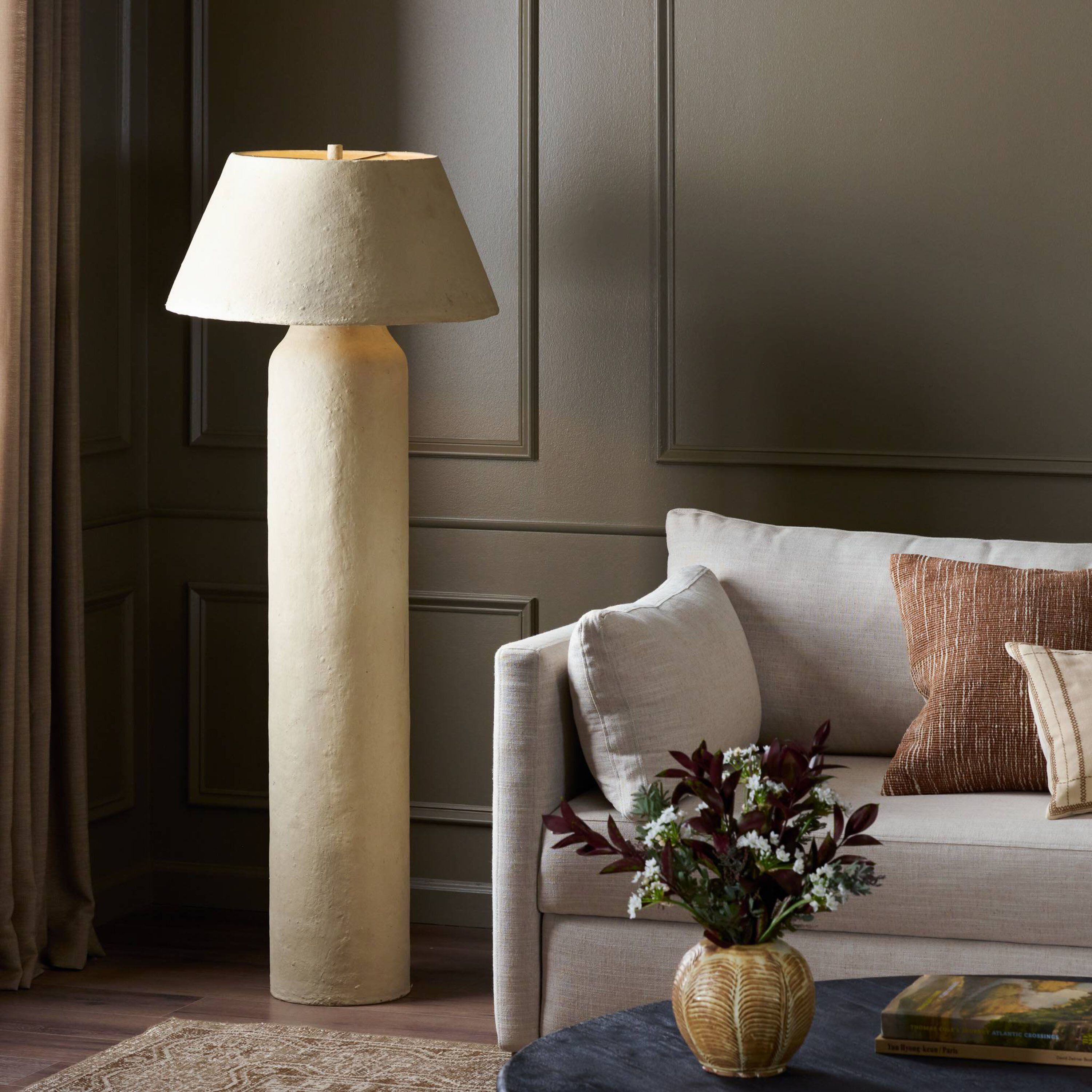 Firaelis Floor Lamp, Light Paper Mache 2 Firaelis Floor Lamp, Light Paper Mache
