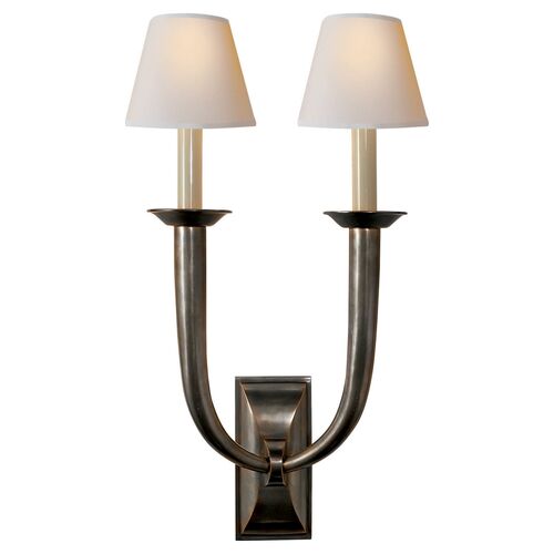 French Deco 2-Light Sconce, Bronze 1 French Deco 2-Light Sconce, Bronze