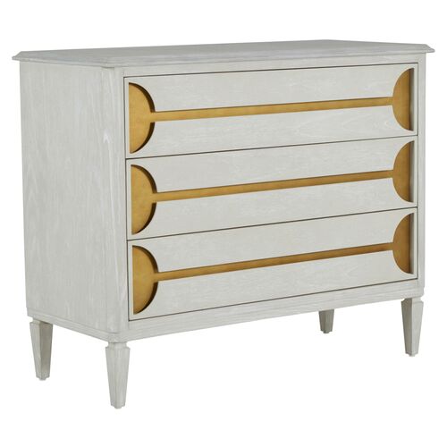 Kaitlin 3-Drawer Chest, Stained Brass/Cerused White 1 Kaitlin 3-Drawer Chest, Stained Brass/Cerused White
