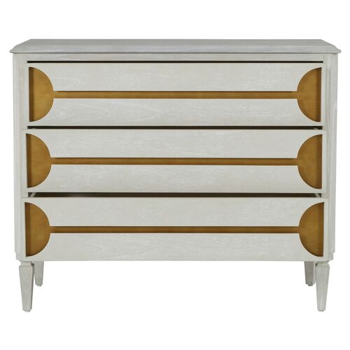 Kaitlin 3-Drawer Chest, Stained Brass/Cerused White 2 Kaitlin 3-Drawer Chest, Stained Brass/Cerused White