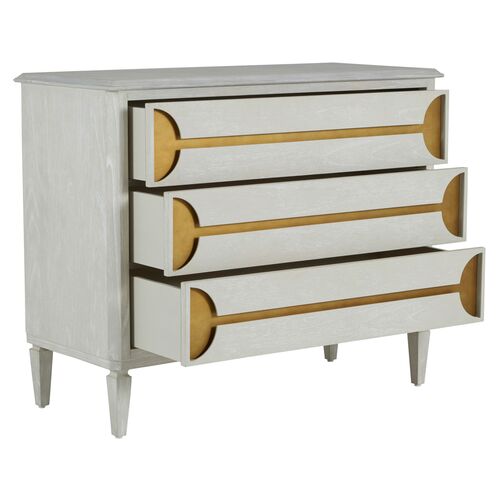 Kaitlin 3-Drawer Chest, Stained Brass/Cerused White 3 Kaitlin 3-Drawer Chest, Stained Brass/Cerused White