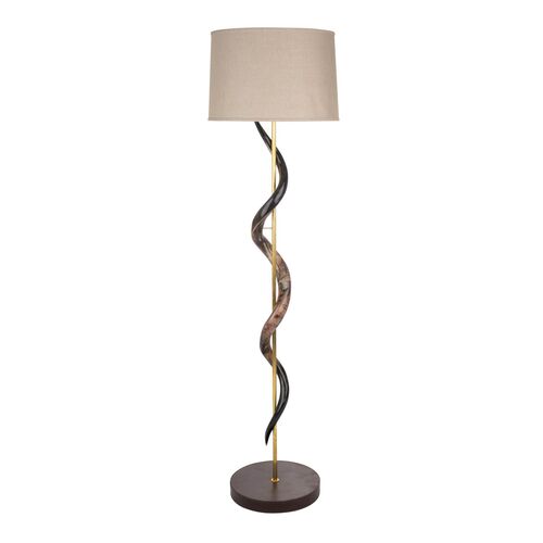 Kudu Polished Single Twist Floor Lamp, Natural Linen 1 Kudu Polished Single Twist Floor Lamp, Natural Linen