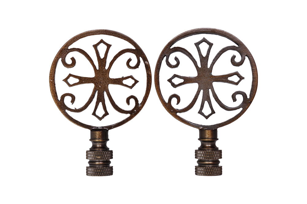 Antiqued Brass Lamp Finials - a Pair