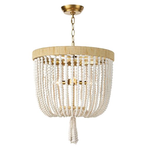 Milos Beaded Chandelier, White 1 Milos Beaded Chandelier, White