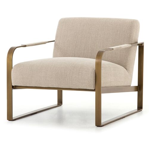 Sienna Brass Chair, Stonewash Linen 1 Sienna Brass Chair, Stonewash Linen