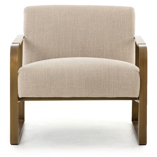 Sienna Brass Chair, Stonewash Linen 3 Sienna Brass Chair, Stonewash Linen