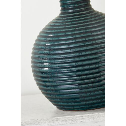 Sara 21.5" Ceramic Table Lamp, Ribbed Teal 2 Sara 21.5" Ceramic Table Lamp, Ribbed Teal
