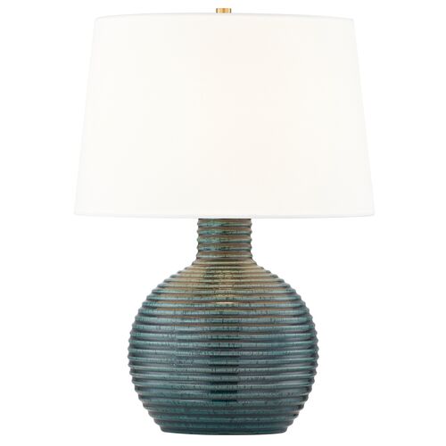 Sara 21.5" Ceramic Table Lamp, Ribbed Teal 6 Sara 21.5" Ceramic Table Lamp, Ribbed Teal