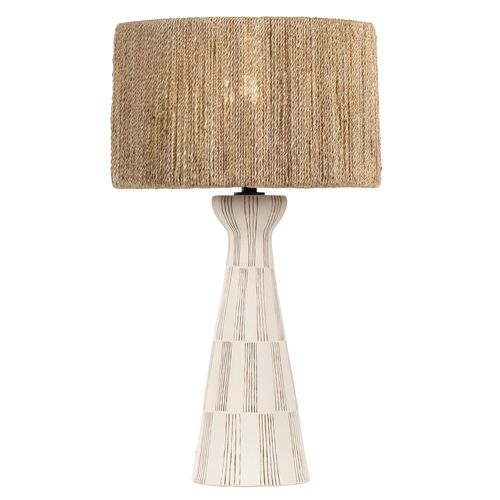 Palma Ceramic Table Lamp, Abaca/Graphic White 1 Palma Ceramic Table Lamp, Abaca/Graphic White