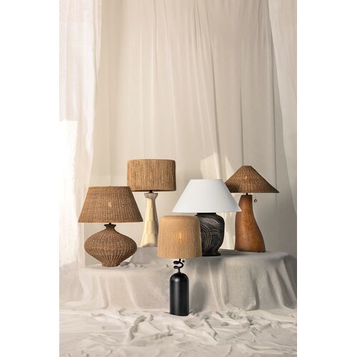 Palma Ceramic Table Lamp, Abaca/Graphic White 13 Palma Ceramic Table Lamp, Abaca/Graphic White
