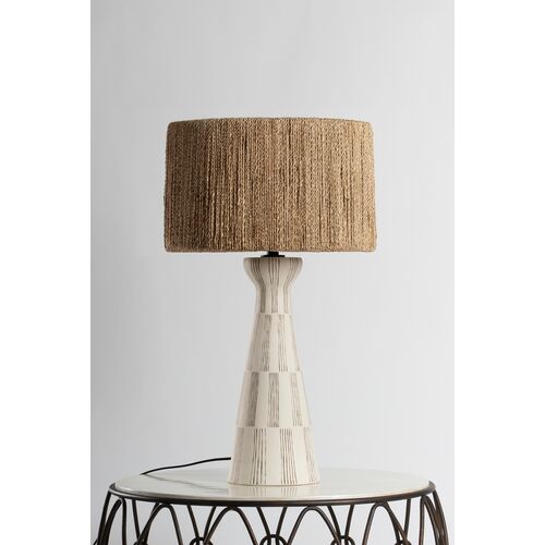 Palma Ceramic Table Lamp, Abaca/Graphic White 2 Palma Ceramic Table Lamp, Abaca/Graphic White