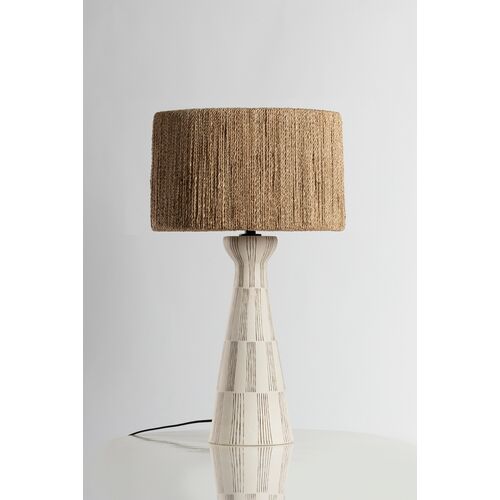 Palma Ceramic Table Lamp, Abaca/Graphic White 4 Palma Ceramic Table Lamp, Abaca/Graphic White