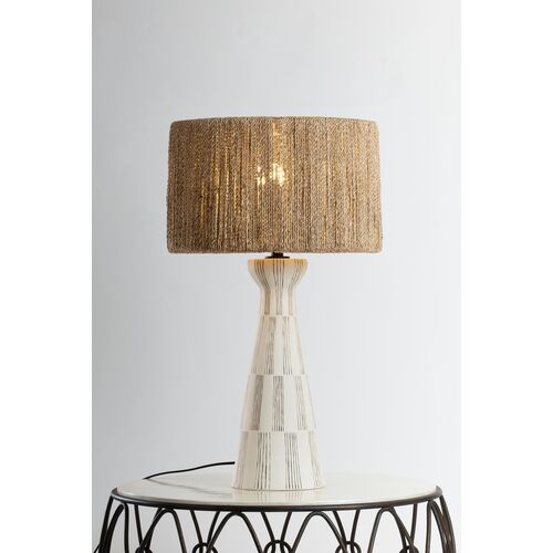 Palma Ceramic Table Lamp, Abaca/Graphic White 5 Palma Ceramic Table Lamp, Abaca/Graphic White