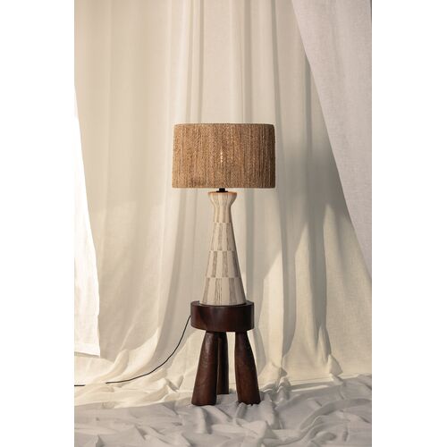 Palma Ceramic Table Lamp, Abaca/Graphic White 7 Palma Ceramic Table Lamp, Abaca/Graphic White