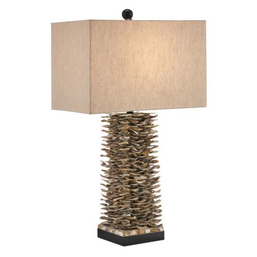 Villamare Oyster Shell Table Lamp, Natural Satin Black 1 Villamare Oyster Shell Table Lamp, Natural Satin Black