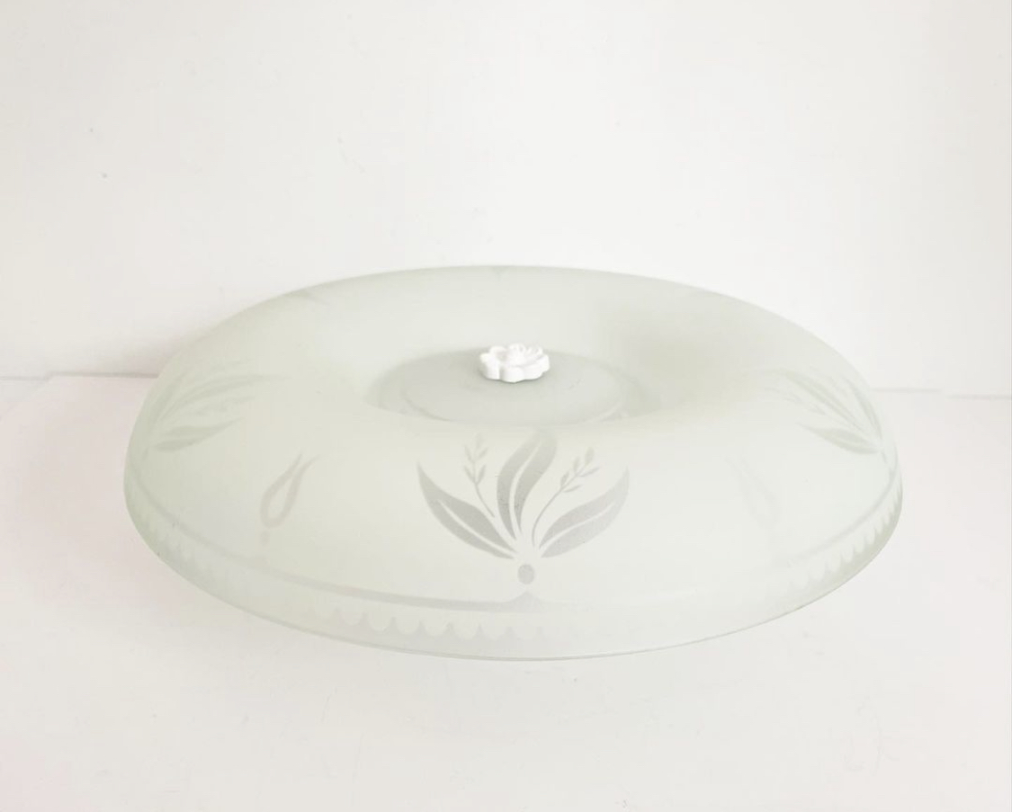 1950s Frosted Foliate Flush Light