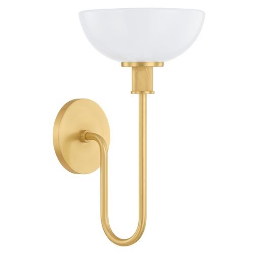 Avalina Wall Sconce, Aged Brass/Cloud Glass 1 Avalina Wall Sconce, Aged Brass/Cloud Glass