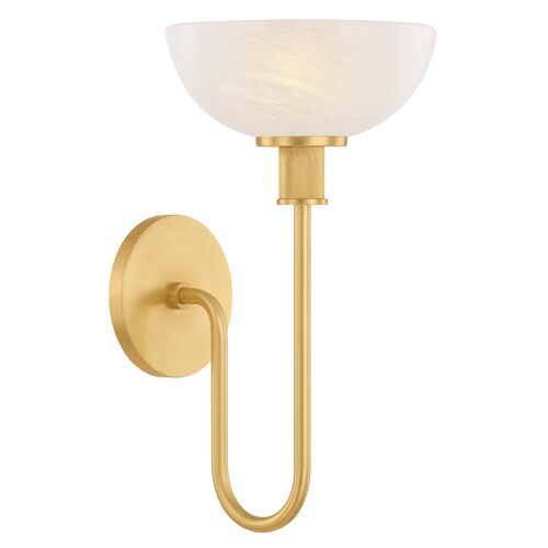 Avalina Wall Sconce, Aged Brass/Cloud Glass 2 Avalina Wall Sconce, Aged Brass/Cloud Glass