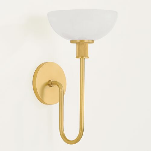 Avalina Wall Sconce, Aged Brass/Cloud Glass 3 Avalina Wall Sconce, Aged Brass/Cloud Glass
