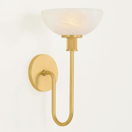 Avalina Wall Sconce, Aged Brass/Cloud Glass 4 Avalina Wall Sconce, Aged Brass/Cloud Glass