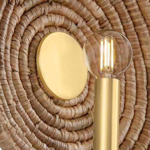 Vesna Wall Sconce, Aged Brass/Woven Natural Fiber 6 Vesna Wall Sconce, Aged Brass/Woven Natural Fiber