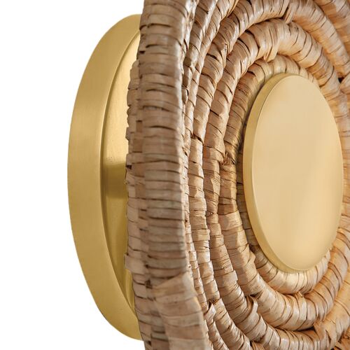 Vesna Wall Sconce, Aged Brass/Woven Natural Fiber 7 Vesna Wall Sconce, Aged Brass/Woven Natural Fiber