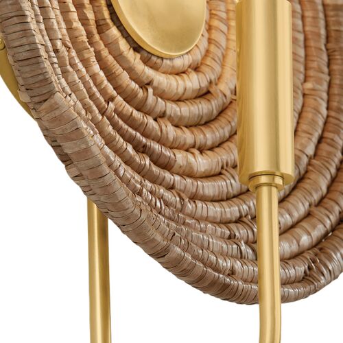 Vesna Wall Sconce, Aged Brass/Woven Natural Fiber 8 Vesna Wall Sconce, Aged Brass/Woven Natural Fiber
