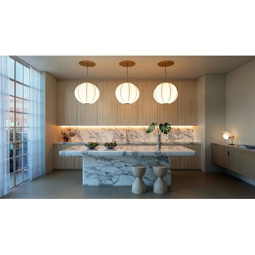 Paloma Pendant, White/Aged Brass 4 Paloma Pendant, White/Aged Brass