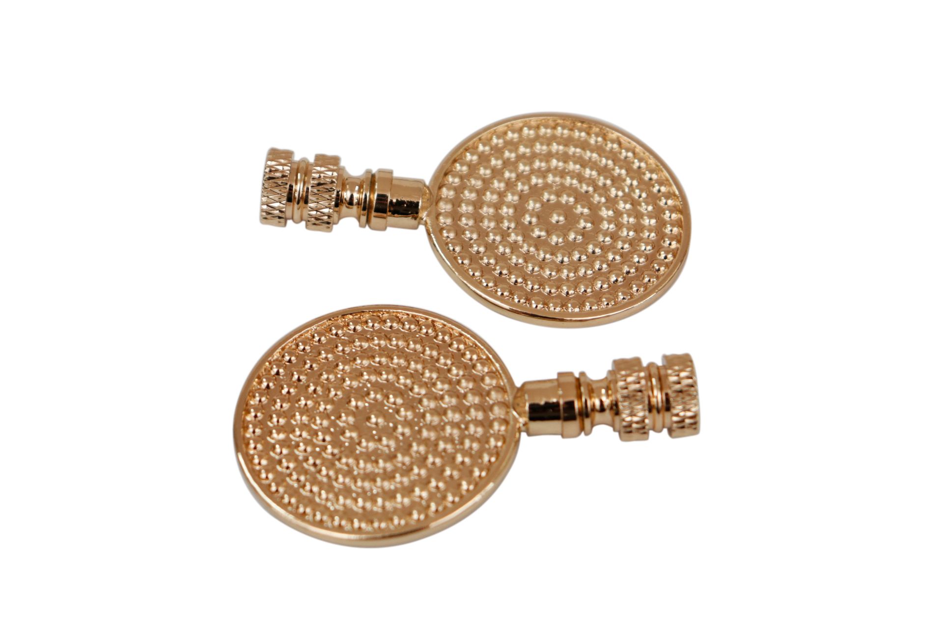 Brass Medallion Lamp Finials, S/2 3 Brass Medallion Lamp Finials, S/2