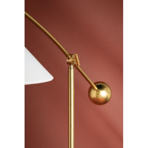 Birdie Adjustable Floor Lamp, White Linen/Aged Brass 4 Birdie Adjustable Floor Lamp, White Linen/Aged Brass