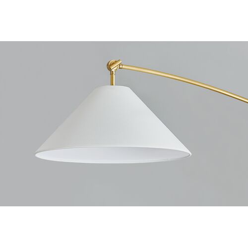 Birdie Adjustable Floor Lamp, White Linen/Aged Brass 7 Birdie Adjustable Floor Lamp, White Linen/Aged Brass