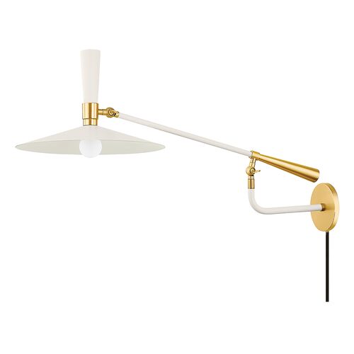 Milena Wall Sconce, Aged Brass/Soft Cream 1 Milena Wall Sconce, Aged Brass/Soft Cream