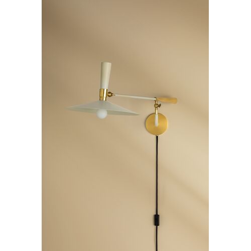 Milena Wall Sconce, Aged Brass/Soft Cream 2 Milena Wall Sconce, Aged Brass/Soft Cream