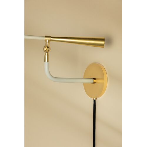 Milena Wall Sconce, Aged Brass/Soft Cream 4 Milena Wall Sconce, Aged Brass/Soft Cream