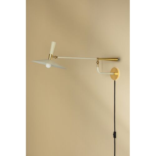 Milena Wall Sconce, Aged Brass/Soft Cream 5 Milena Wall Sconce, Aged Brass/Soft Cream