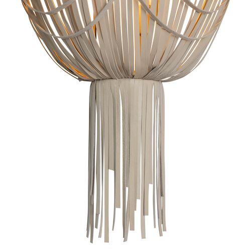 Empire Leather Fringe Wall Sconce, Cream-Stone 11 Empire Leather Fringe Wall Sconce, Cream-Stone