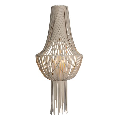 Empire Leather Fringe Wall Sconce, Cream-Stone 2 Empire Leather Fringe Wall Sconce, Cream-Stone