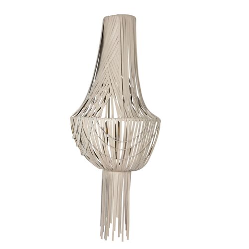 Empire Leather Fringe Wall Sconce, Cream-Stone 3 Empire Leather Fringe Wall Sconce, Cream-Stone
