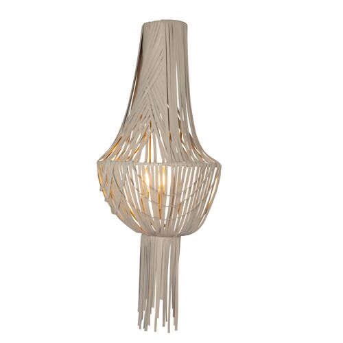 Empire Leather Fringe Wall Sconce, Cream-Stone 4 Empire Leather Fringe Wall Sconce, Cream-Stone