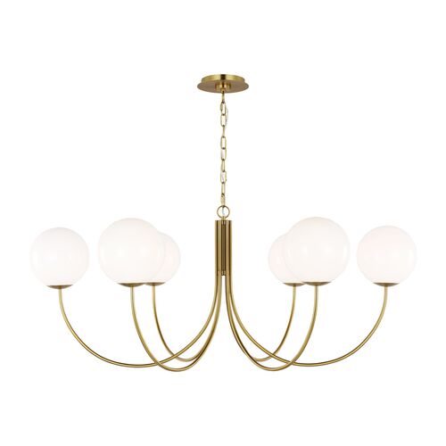 Noemie 6-Light Globe Extra Large Chandelier, Burnished Brass 1 Noemie 6-Light Globe Extra Large Chandelier, Burnished Brass