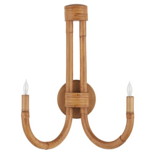 Samsara Rattan Wall Sconce, Natural/Saddle Tan 6 Samsara Rattan Wall Sconce, Natural/Saddle Tan