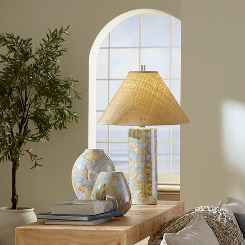 Serene Ceramic Table Lamp, Blue/Natural 2 Serene Ceramic Table Lamp, Blue/Natural