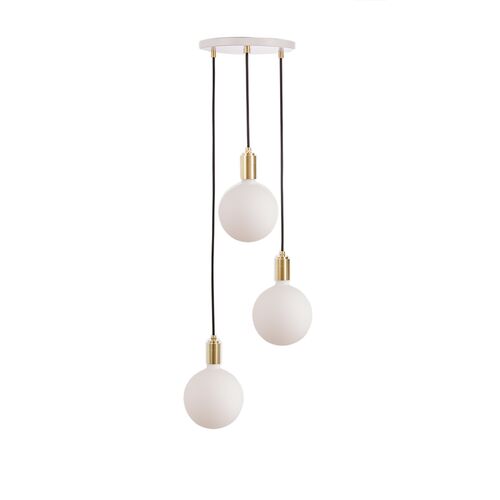 Triple Sphere IV Pendant, White/Brass 2 Triple Sphere IV Pendant, White/Brass