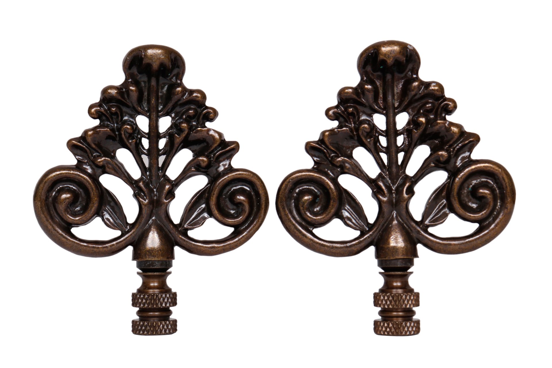 Antiqued Brass Lamp Finials - a Pair