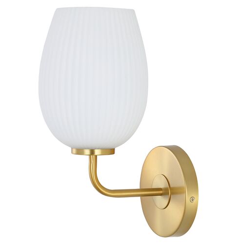 Dinah Glass Wall Sconce, Brass/Frosted White 1 Dinah Glass Wall Sconce, Brass/Frosted White